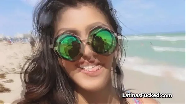 Latina from the beach craves for big cock