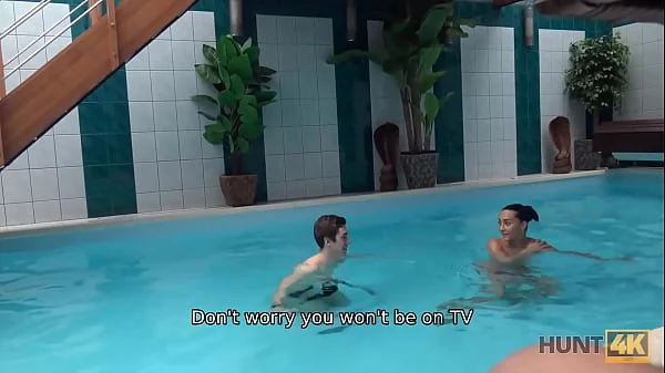 HUNT4K. Swimming pool is a nice place for guy to fuck boys GF for cash