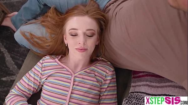 Tiny stepsister teen redhead Maddi Collins tries to seduce in many ways